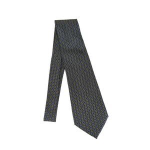 Gene Meyer 100% Silk Tie Black With Green X's And Blue O's Pattern Designer‎